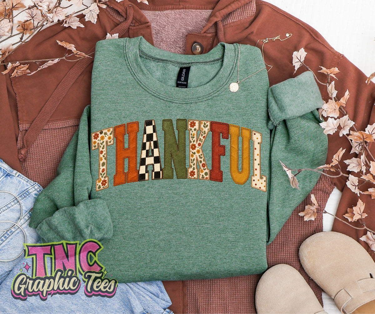 Patchwork Thankful Crewneck