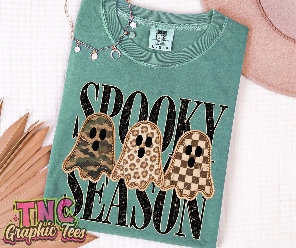 Spooky Season tee on Light Green Comfort Colors