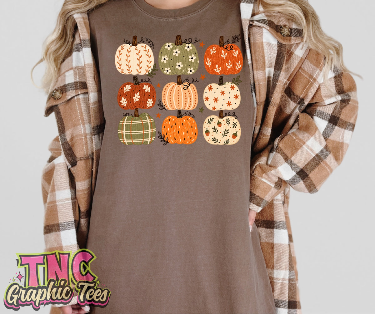 Pumpkin Grid tee on Espresso Comfort Colors