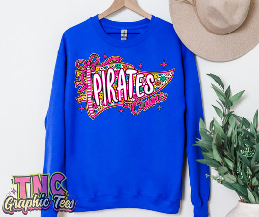 Pirates Crane Pennant crewneck on Royal Gildan