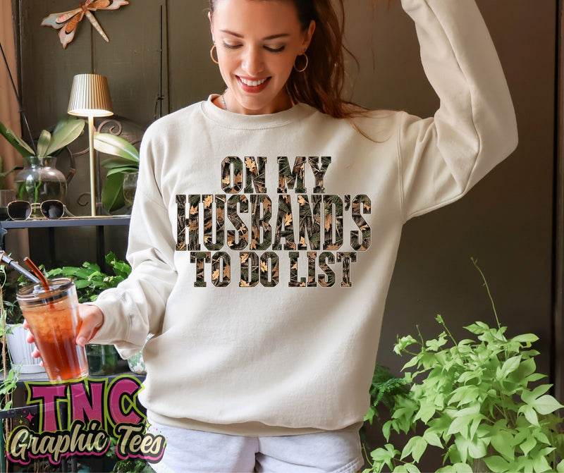 On My Husband's To Do List crewneck on Ivory Gildan