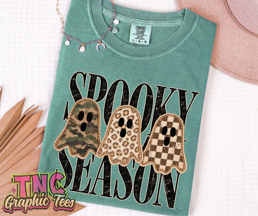 Spooky Season tee on Light Green Comfort Colors