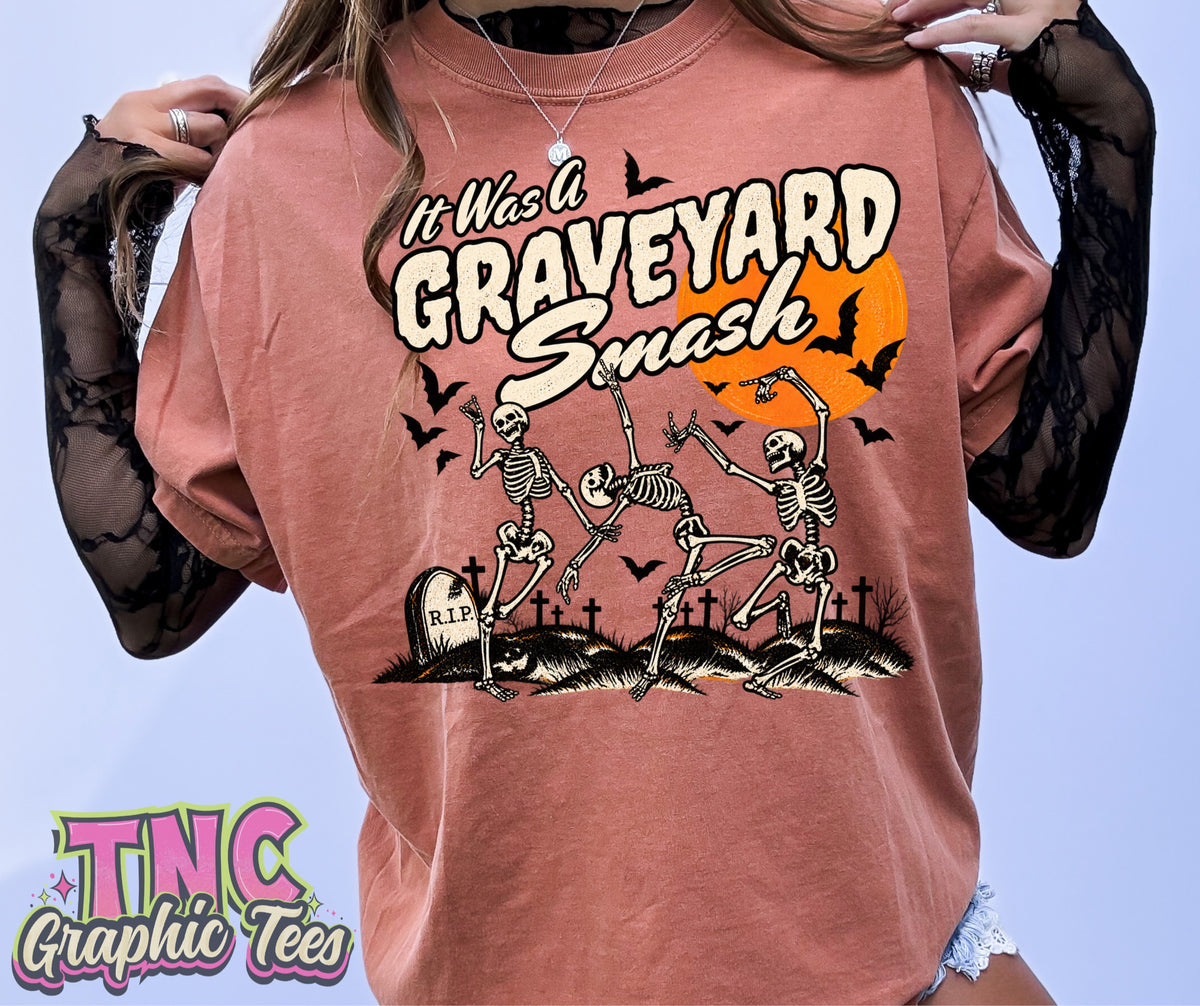 Graveyard Smash tee on Terracotta Comfort Colors