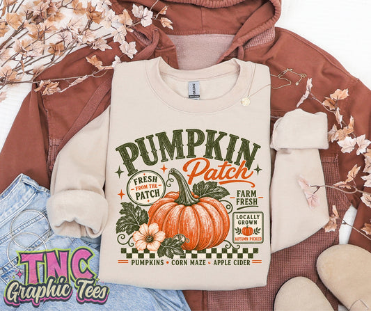 Pumpkin Patch crewneck on Sand Gildan