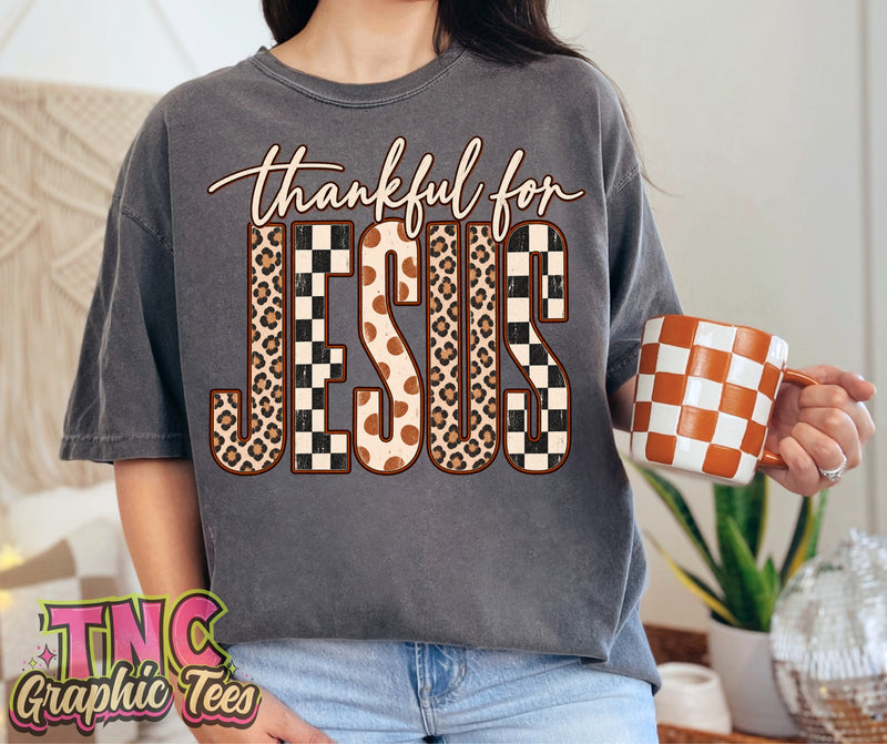 Thankful for Jesus tee on Pepper Comfort Colors