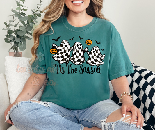 Tis The Season Checkered Ghost Tee